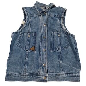 Vintage JouJou Denim Vest Jean Jacket Sleeveless Cotton Casual Gilet Women's‎ M